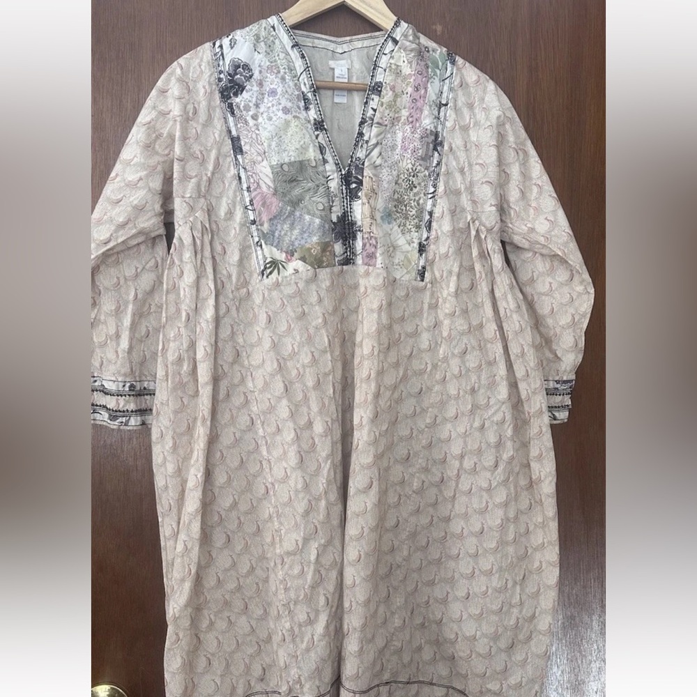 Dosa Jamdani Kadi Cotton Appliqué Dress Size XS-M Oversized Peacock Print - Picture 6 of 6